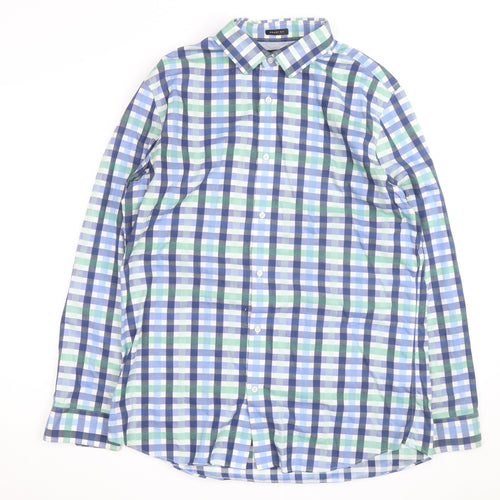 Banana Republic Men's Blue Check Grant Fit XL Button-Up Shirt