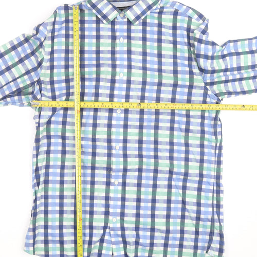 Banana Republic Men's Blue Check Grant Fit XL Button-Up Shirt