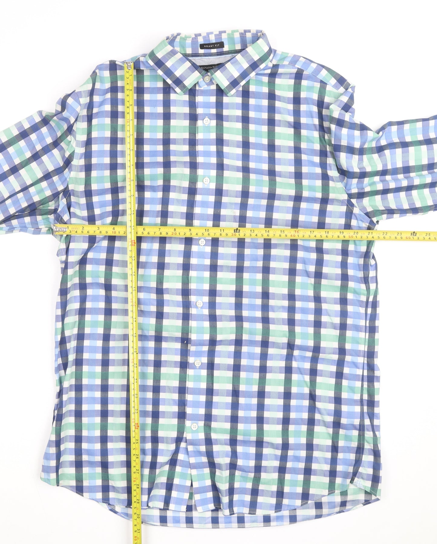 Banana Republic Men's Blue Check Grant Fit XL Button-Up Shirt
