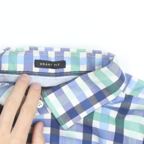 Banana Republic Men's Blue Check Grant Fit XL Button-Up Shirt