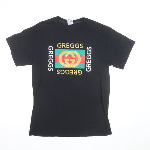 Bristol Street Wear Men’s Black 'Greggs' Funny Graphic T-Shirt M