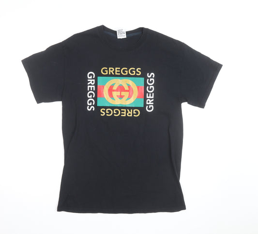 Bristol Street Wear Men’s Black 'Greggs' Funny Graphic T-Shirt M