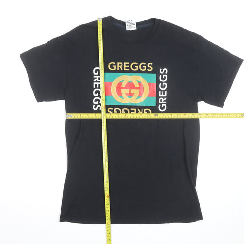 Bristol Street Wear Men’s Black 'Greggs' Funny Graphic T-Shirt M