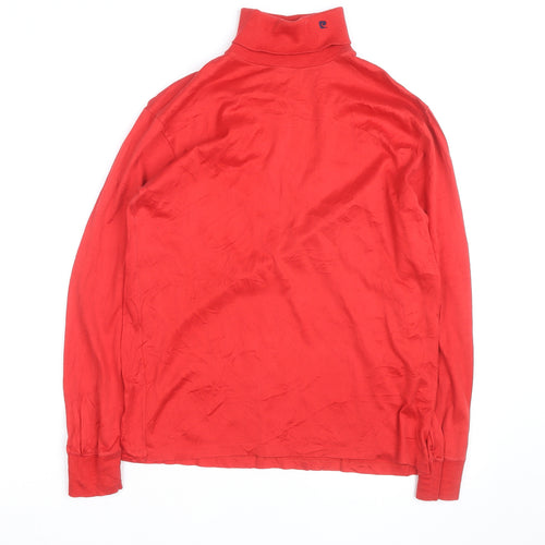 Pierre Cardin Men's Red Cotton Roll Neck Long Sleeve Top Size L
