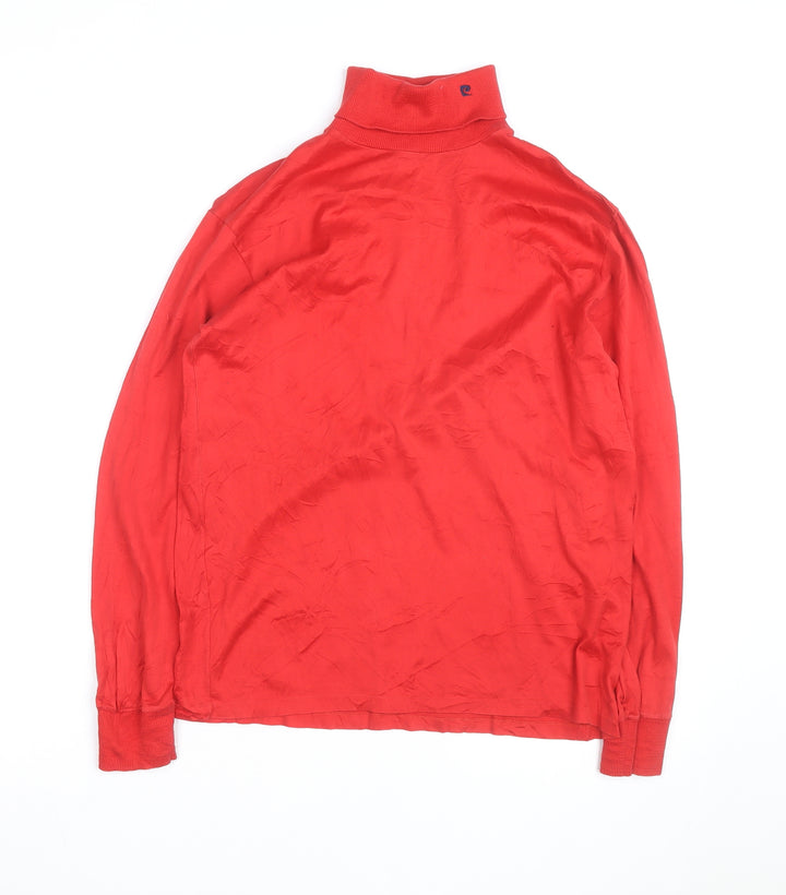 Pierre Cardin Men's Red Cotton Roll Neck Long Sleeve Top Size L