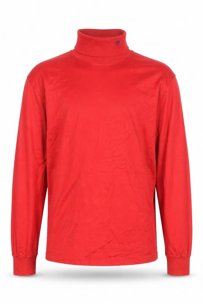 Pierre Cardin Men's Red Cotton Roll Neck Long Sleeve Top Size L