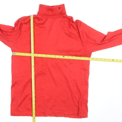 Pierre Cardin Men's Red Cotton Roll Neck Long Sleeve Top Size L