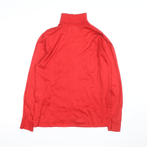 Pierre Cardin Men's Red Cotton Roll Neck Long Sleeve Top Size L