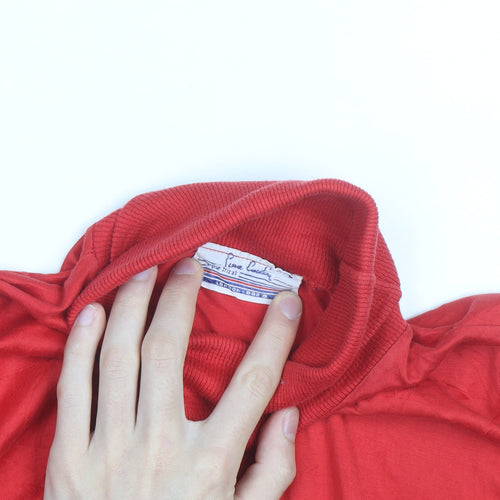 Pierre Cardin Men's Red Cotton Roll Neck Long Sleeve Top Size L