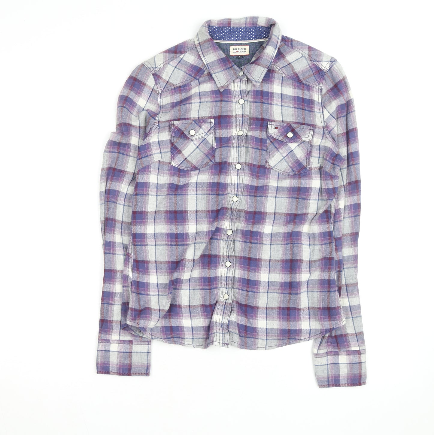 Hilfiger Denim Men's Purple Plaid Flannel Shirt Size S Regular Fit
