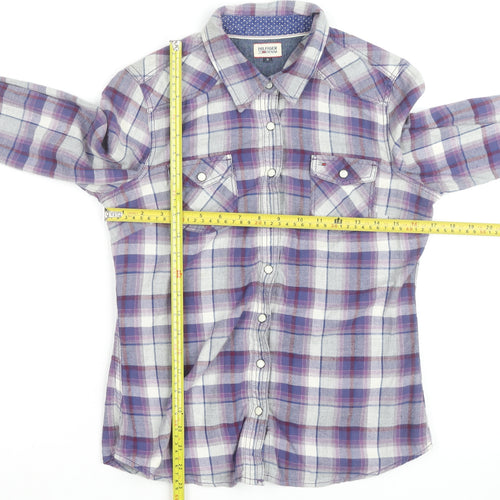 Hilfiger Denim Men's Purple Plaid Flannel Shirt Size S Regular Fit