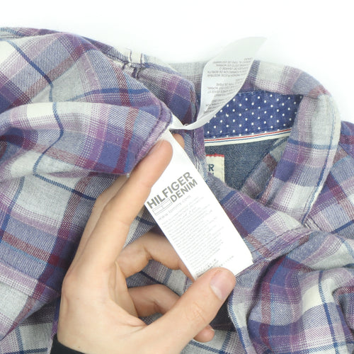 Hilfiger Denim Men's Purple Plaid Flannel Shirt Size S Regular Fit