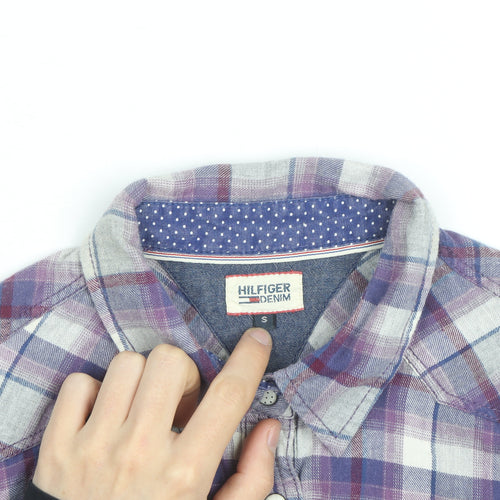 Hilfiger Denim Men's Purple Plaid Flannel Shirt Size S Regular Fit