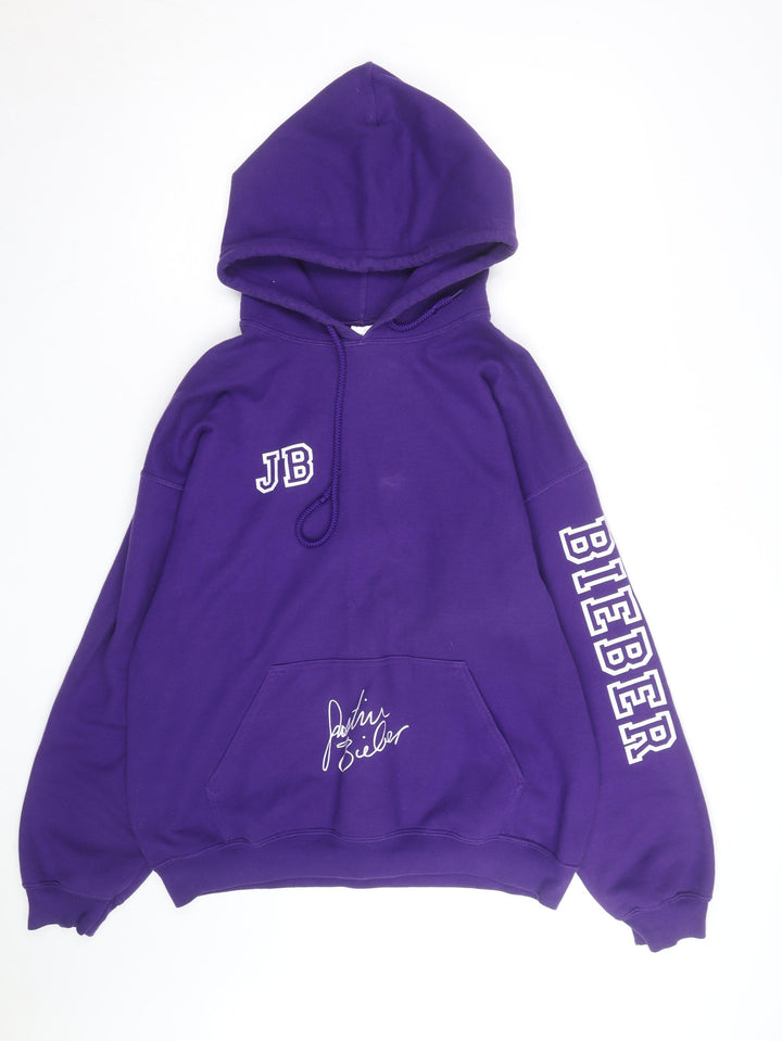Gildan Men’s Purple Justin Bieber Music Pullover Hoodie L