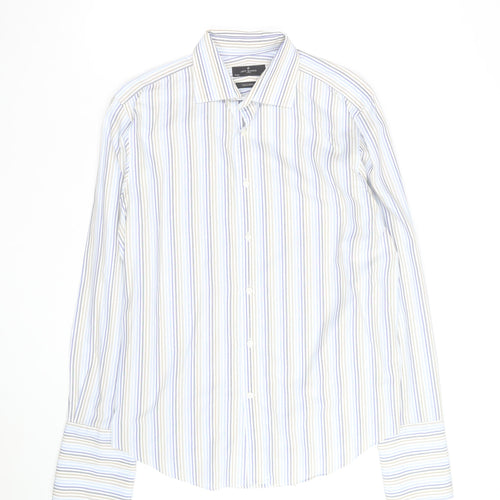 Jeff Banks Men’s Blue Striped Tailored Fit Long Sleeve Shirt 16in