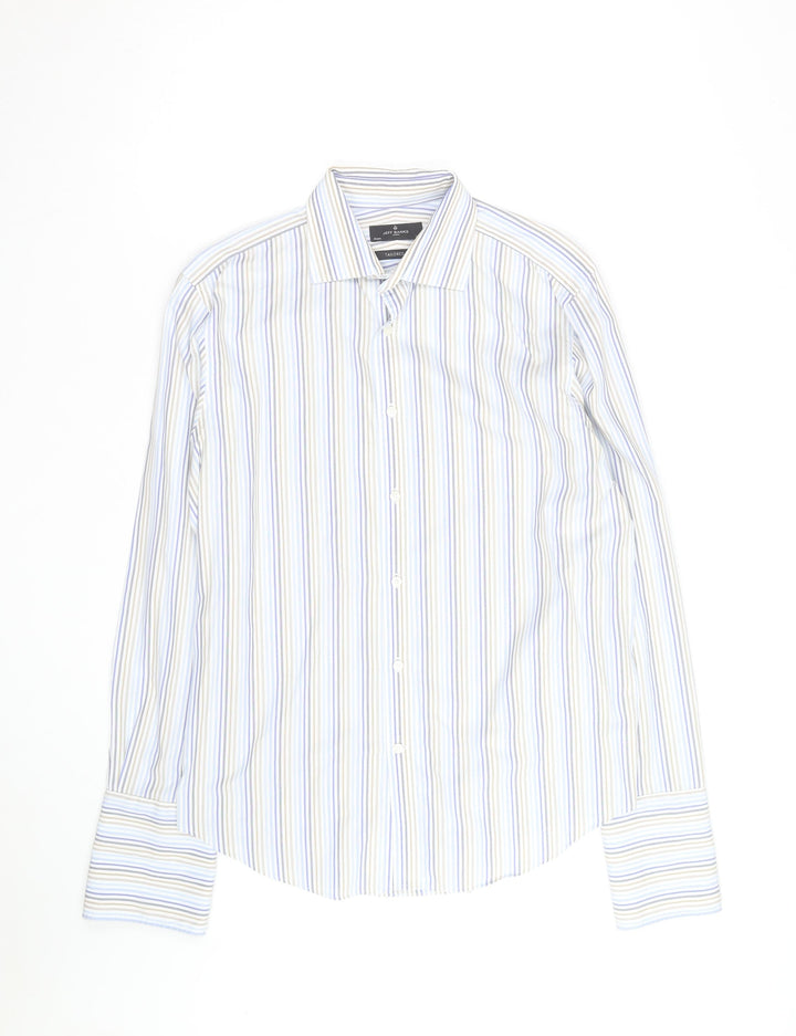 Jeff Banks Men’s Blue Striped Tailored Fit Long Sleeve Shirt 16in