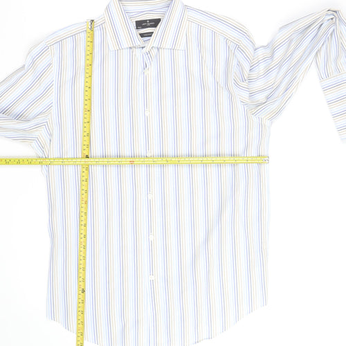 Jeff Banks Men’s Blue Striped Tailored Fit Long Sleeve Shirt 16in