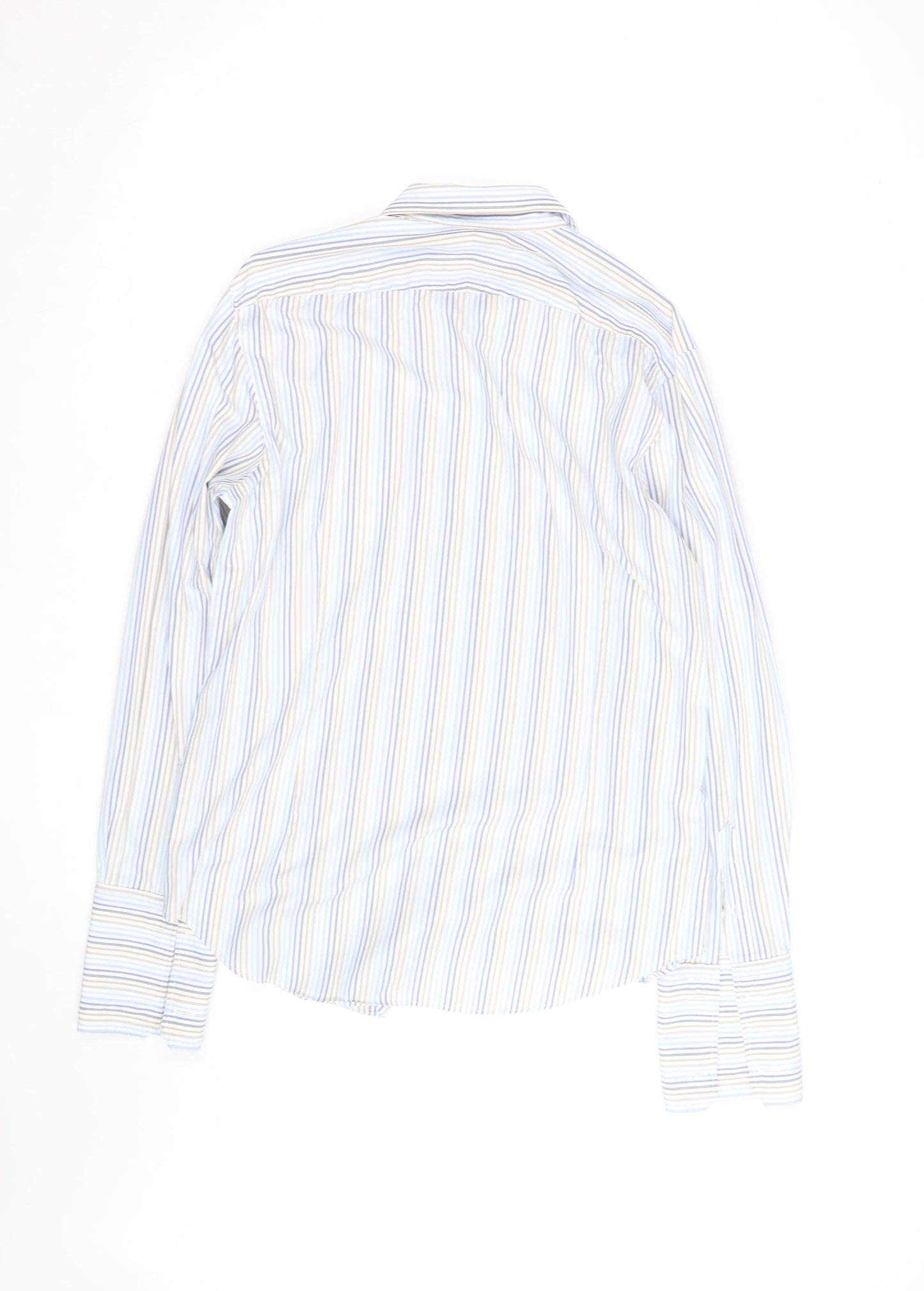 Jeff Banks Men’s Blue Striped Tailored Fit Long Sleeve Shirt 16in
