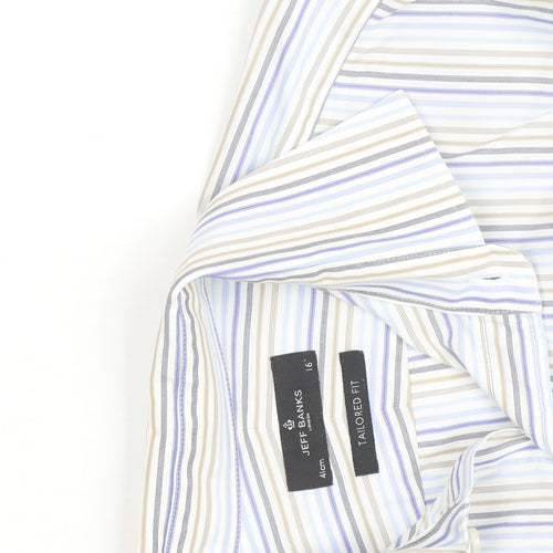 Jeff Banks Men’s Blue Striped Tailored Fit Long Sleeve Shirt 16in