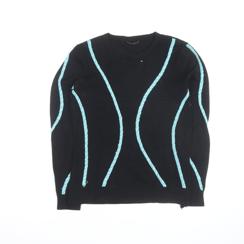 Yuka Women’s Black Knit Pullover Jumper Size 12 Crew Neck Long Sleeve