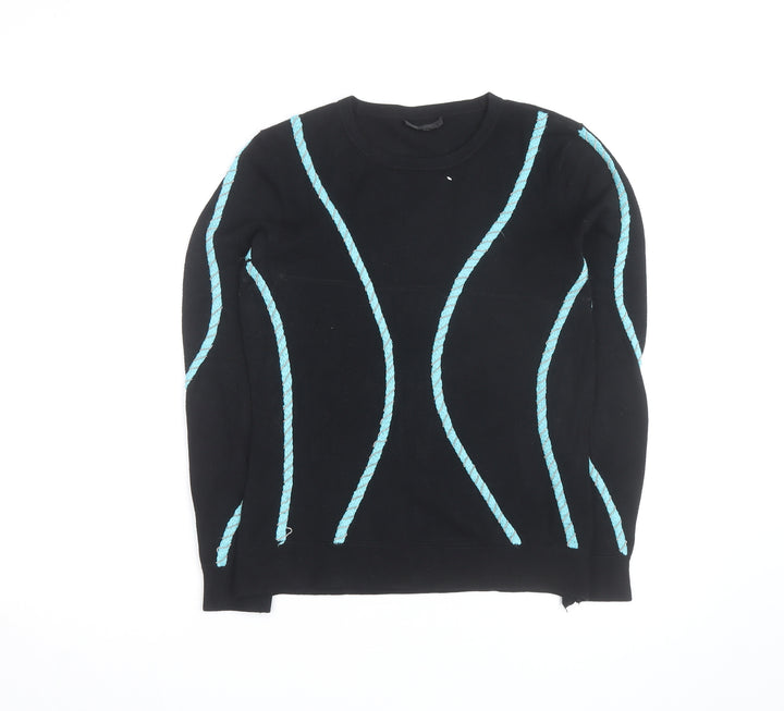 Yuka Women’s Black Knit Pullover Jumper Size 12 Crew Neck Long Sleeve