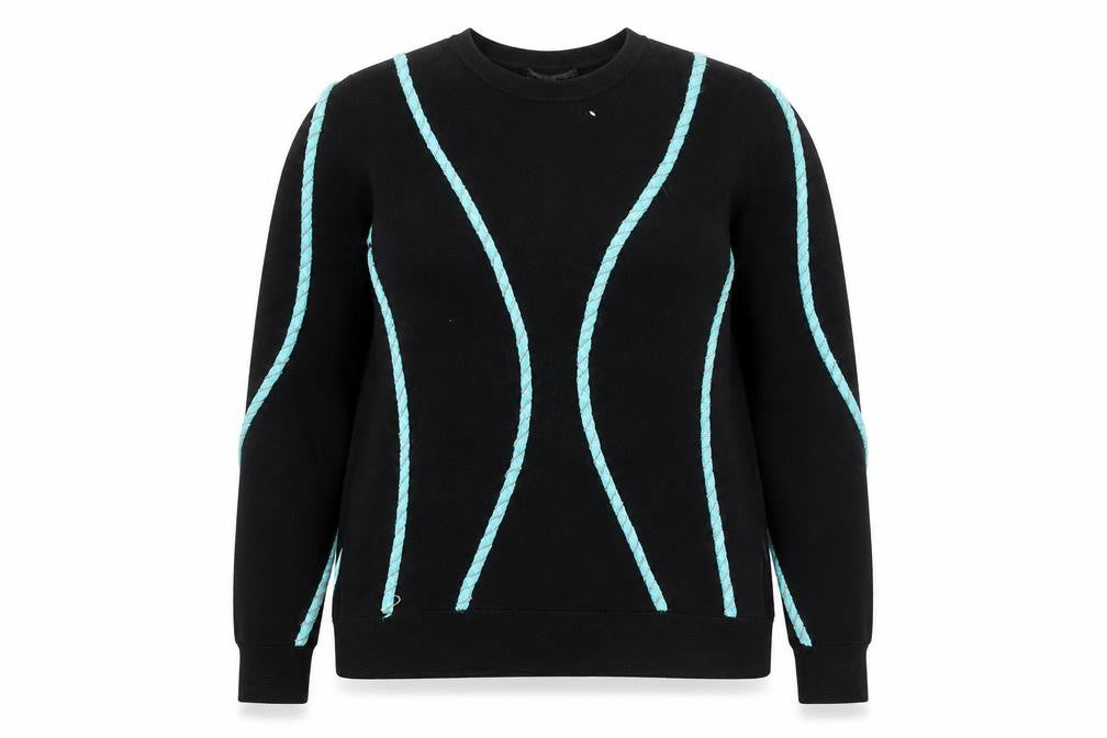 Front view of Yuka Women’s Black Knit jumper, size UK 12, Crew Neck Long Sleeve