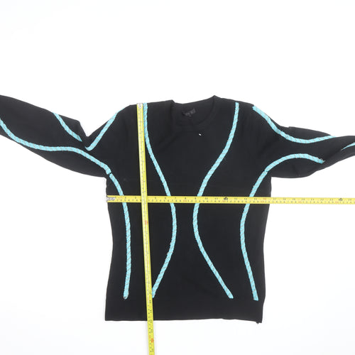 Yuka Women’s Black Knit Pullover Jumper Size 12 Crew Neck Long Sleeve