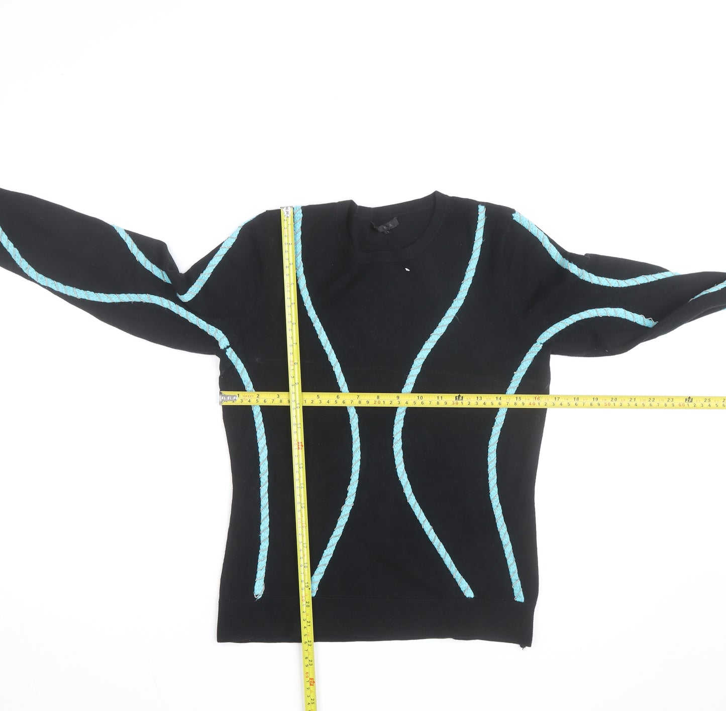 Yuka Women’s Black Knit Pullover Jumper Size 12 Crew Neck Long Sleeve