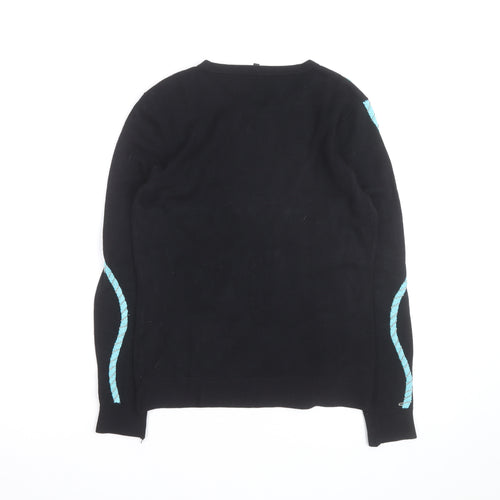 Yuka Women’s Black Knit Pullover Jumper Size 12 Crew Neck Long Sleeve