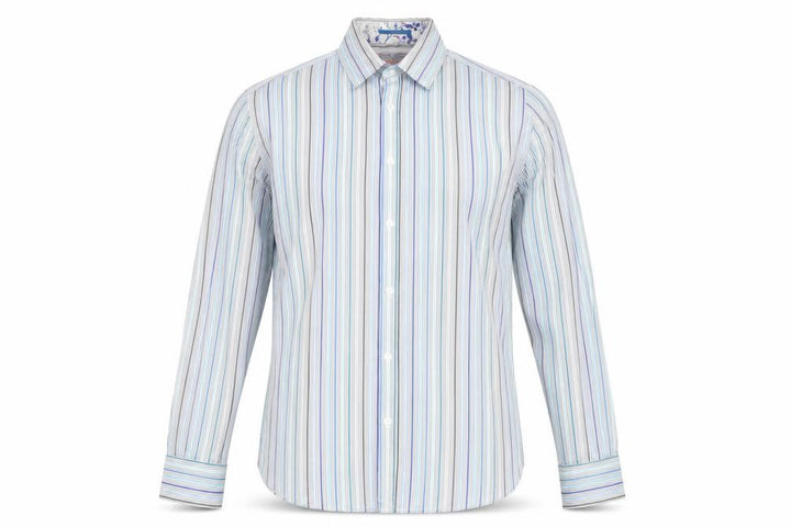 Ted Baker Men's Multicoloured Striped Long Sleeve Button-Up Shirt M