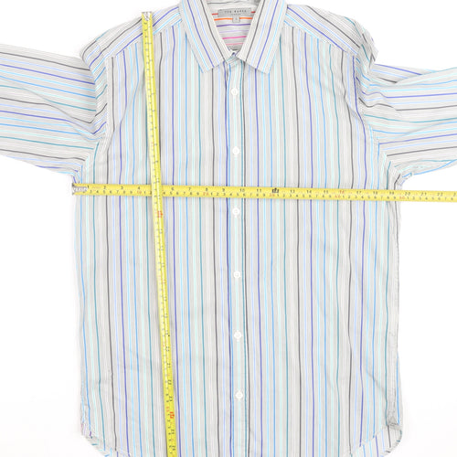 Ted Baker Men's Multicoloured Striped Long Sleeve Button-Up Shirt M