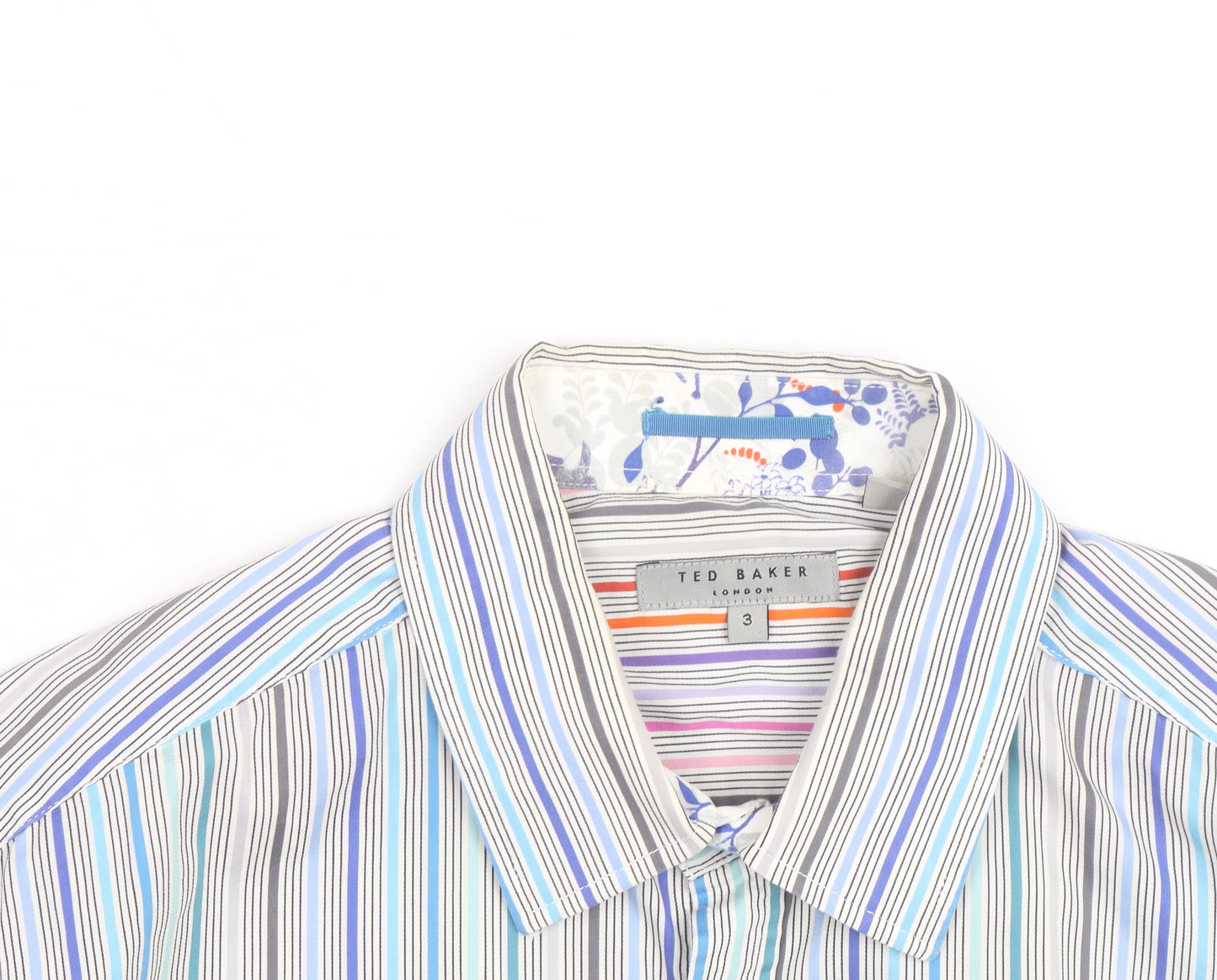 Ted Baker Men's Multicoloured Striped Long Sleeve Button-Up Shirt M