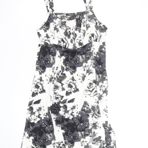 Tiamo Womens Black Floral Sleeveless Scoop Neck Knee Length Dress L