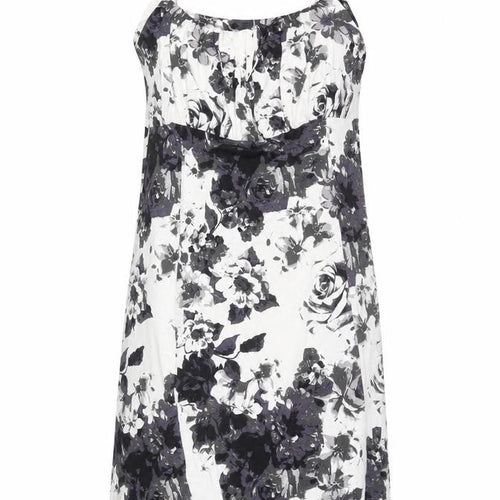 Tiamo Womens Black Floral Sleeveless Scoop Neck Knee Length Dress L