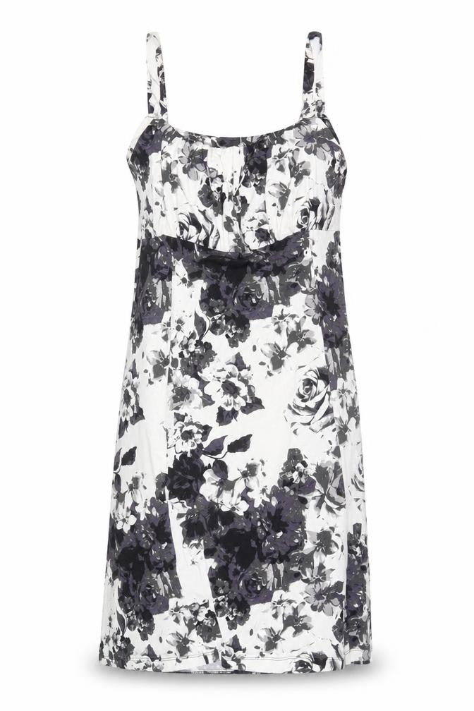 Tiamo Womens Black Floral Sleeveless Scoop Neck Knee Length Dress L