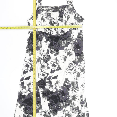 Tiamo Womens Black Floral Sleeveless Scoop Neck Knee Length Dress L
