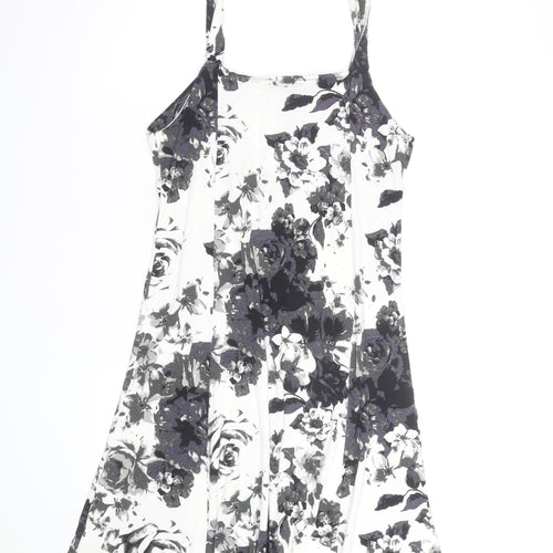 Tiamo Womens Black Floral Sleeveless Scoop Neck Knee Length Dress L