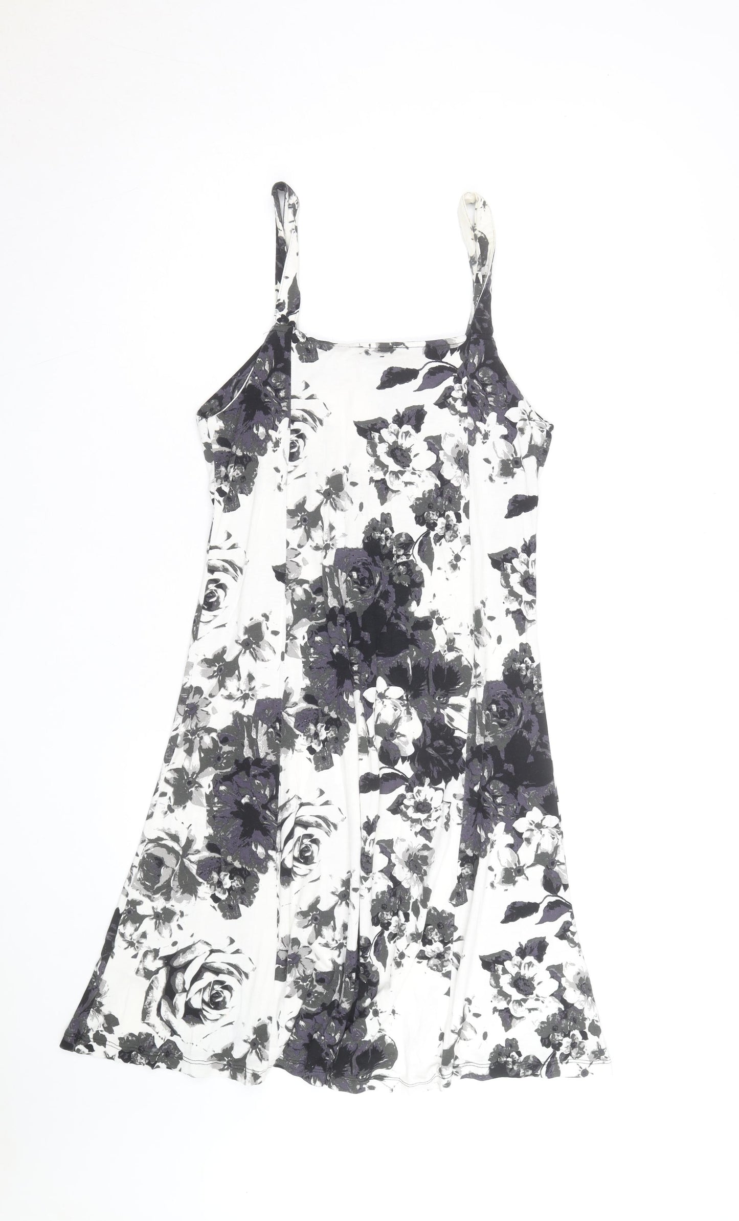 Tiamo Womens Black Floral Sleeveless Scoop Neck Knee Length Dress L