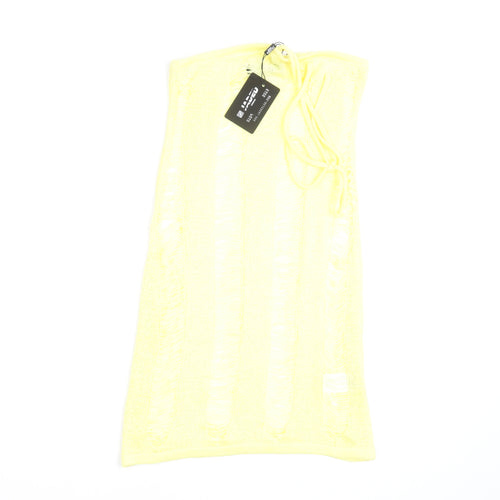 Jaded London Women's Yellow Knit Strapless Mini Bodycon Dress S