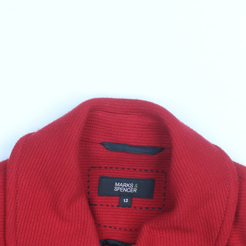 Marks and Spencer Women Red Size 12 Short Blazer Jacket