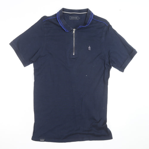 Everton Men's Blue Short Sleeve 1/4 Zip Polo Shirt Size L