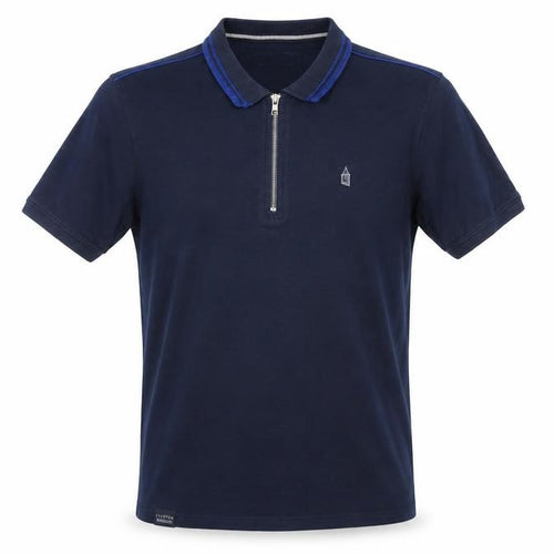 Everton Men's Blue Short Sleeve 1/4 Zip Polo Shirt Size L