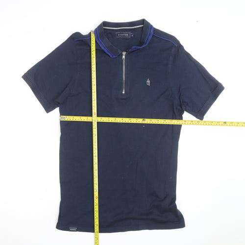 Everton Men's Blue Short Sleeve 1/4 Zip Polo Shirt Size L