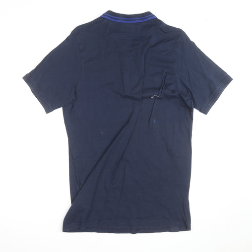 Everton Men's Blue Short Sleeve 1/4 Zip Polo Shirt Size L