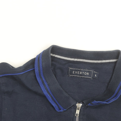 Everton Men's Blue Short Sleeve 1/4 Zip Polo Shirt Size L