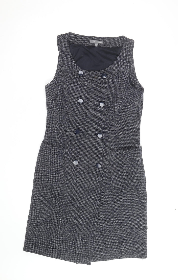 Laura Ashley Women Grey Tweed Sleeveless Pinafore Dress Size 12