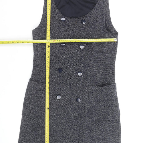 Laura Ashley Women Grey Tweed Sleeveless Pinafore Dress Size 12