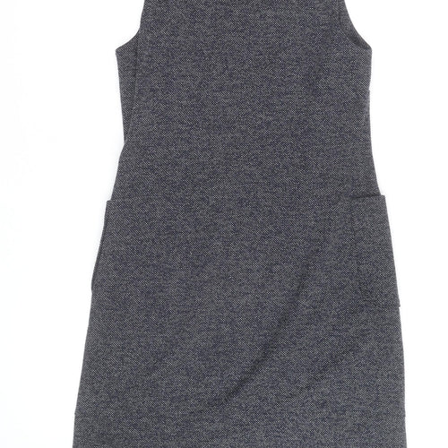 Laura Ashley Women Grey Tweed Sleeveless Pinafore Dress Size 12