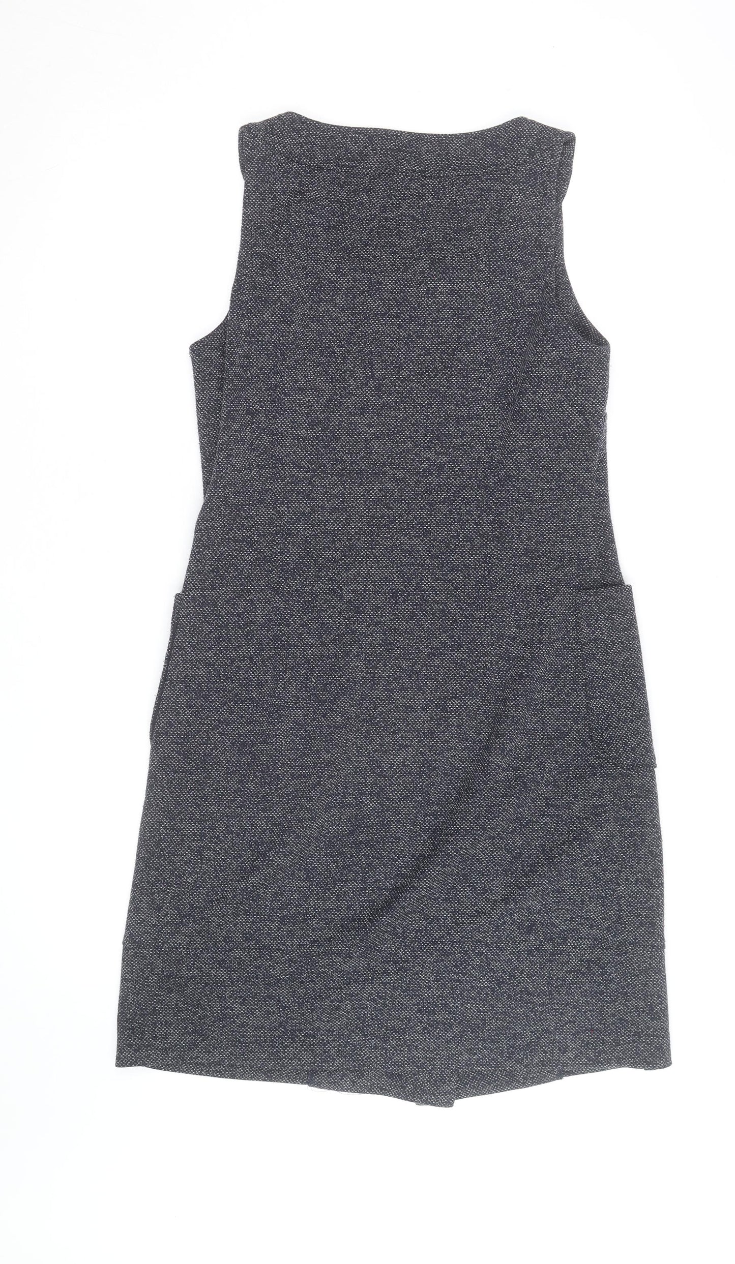 Laura Ashley Women Grey Tweed Sleeveless Pinafore Dress Size 12