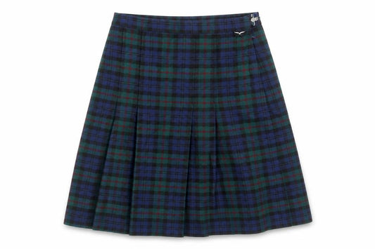 Front view of Hunter Women's Multicoloured Pleated Check Skirt, size 8